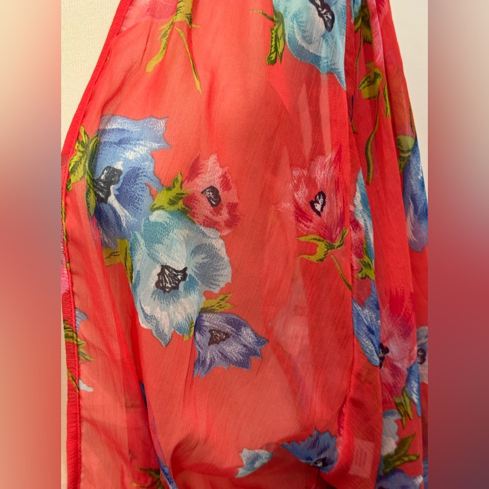 Tramp Red Sheer Buttoned Blouse  #10 - Picture 4 of 4